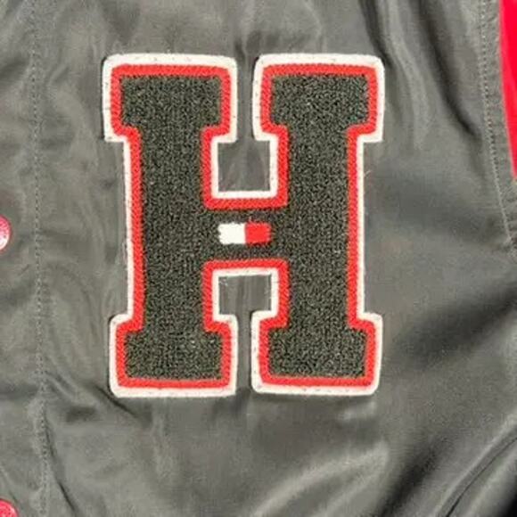 Tommy Hilfiger Red Black Letterman Jacket Size 16 18 Varsity Style - Picture 3 of 8